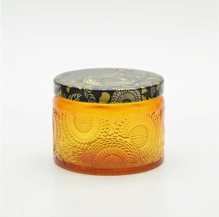 Веселая банка  крышкой желтое стекло 100 мл