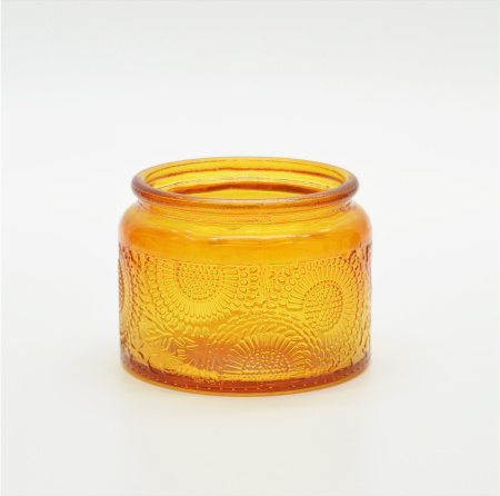 Веселая банка  крышкой желтое стекло 100 мл (2)